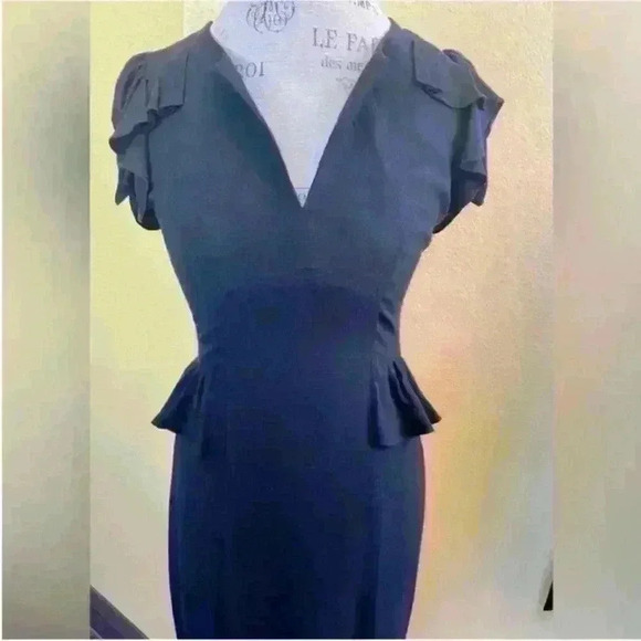 Rebecca Taylor “Daria” Peplum Style Black Dress Size 6 - Picture 4 of 11